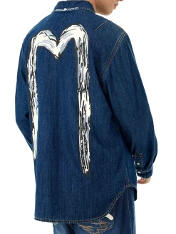 Brush Daicock Print Relax Fit Denim Shirt