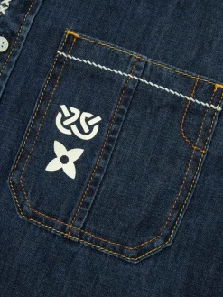 Brush Daicock Print Relax Fit Denim Shirt