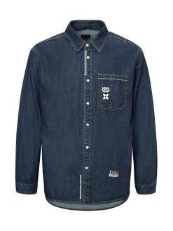 Brush Daicock Print Relax Fit Denim Shirt