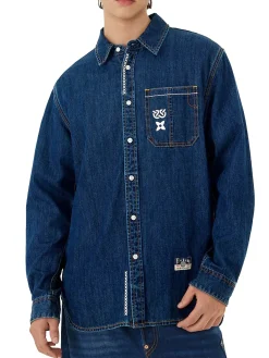 Brush Daicock Print Relax Fit Denim Shirt