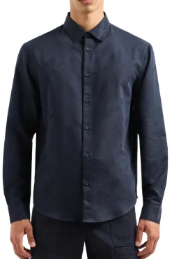 Camicia slim fit in misto cotone jacquard