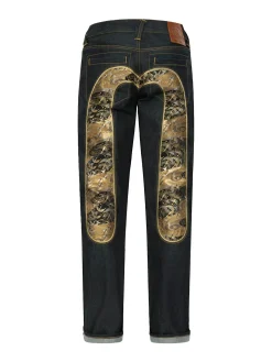 Crane Embrodiery Brocade Daicock Regular Straight Fit Jeans #2008