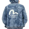 Giacca in denim con cappuccio e stampa laser Fisherman Godhead