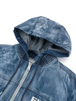 Giacca in denim con cappuccio e stampa laser Fisherman Godhead
