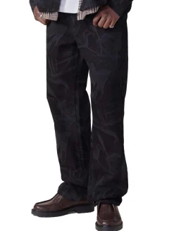 Jeans Black Floral Laser