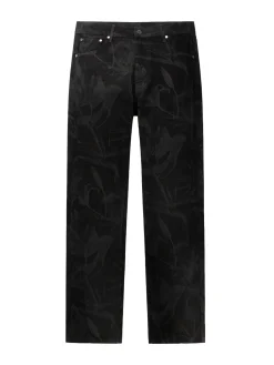 Jeans Black Floral Laser