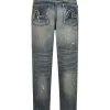 Jeans larghi vintage lavati con design a 7 tasche #2038