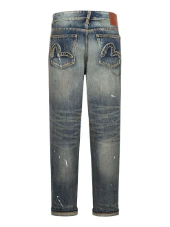 Jeans larghi vintage lavati con design a 7 tasche #2038