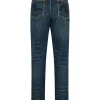 Jeans regular fit con ricamo gabbiano applicato 2000