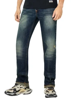 Jeans regular fit con ricamo gabbiano applicato 2000