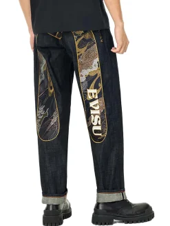 Jeans Relax Straight Fit con applicazione Daicock in broccato 2030