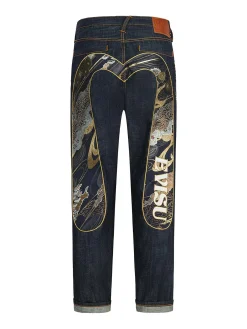 Jeans Relax Straight Fit con applicazione Daicock in broccato 2030