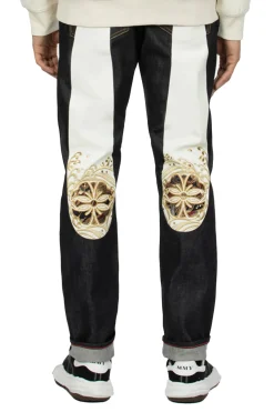 Kamon Brocade Applique Daicock Jeans