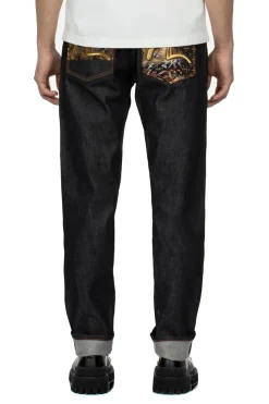 Seagull Emb & Brocade Patch Jeans