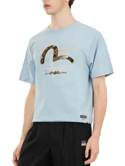 T-shirt vestibilità regolare con applicazione di gabbiano in broccato