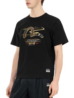 T-shirt vestibilità regolare con applicazione di gabbiano in broccato