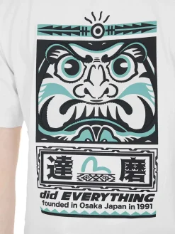 T-shirt vestibilità regolare con stampa gabbiano e totem Daruma
