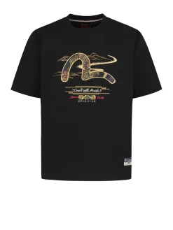 T-shirt vestibilità regolare con applicazione di gabbiano in broccato