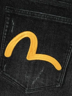 Washed Seagull Embroidery Fashion Fit Jeans
